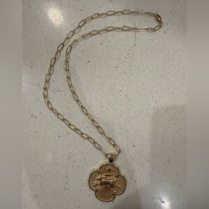 LUCKY Rabbit Quatrefoil paper clip chain necklace JANE WIN NWOT